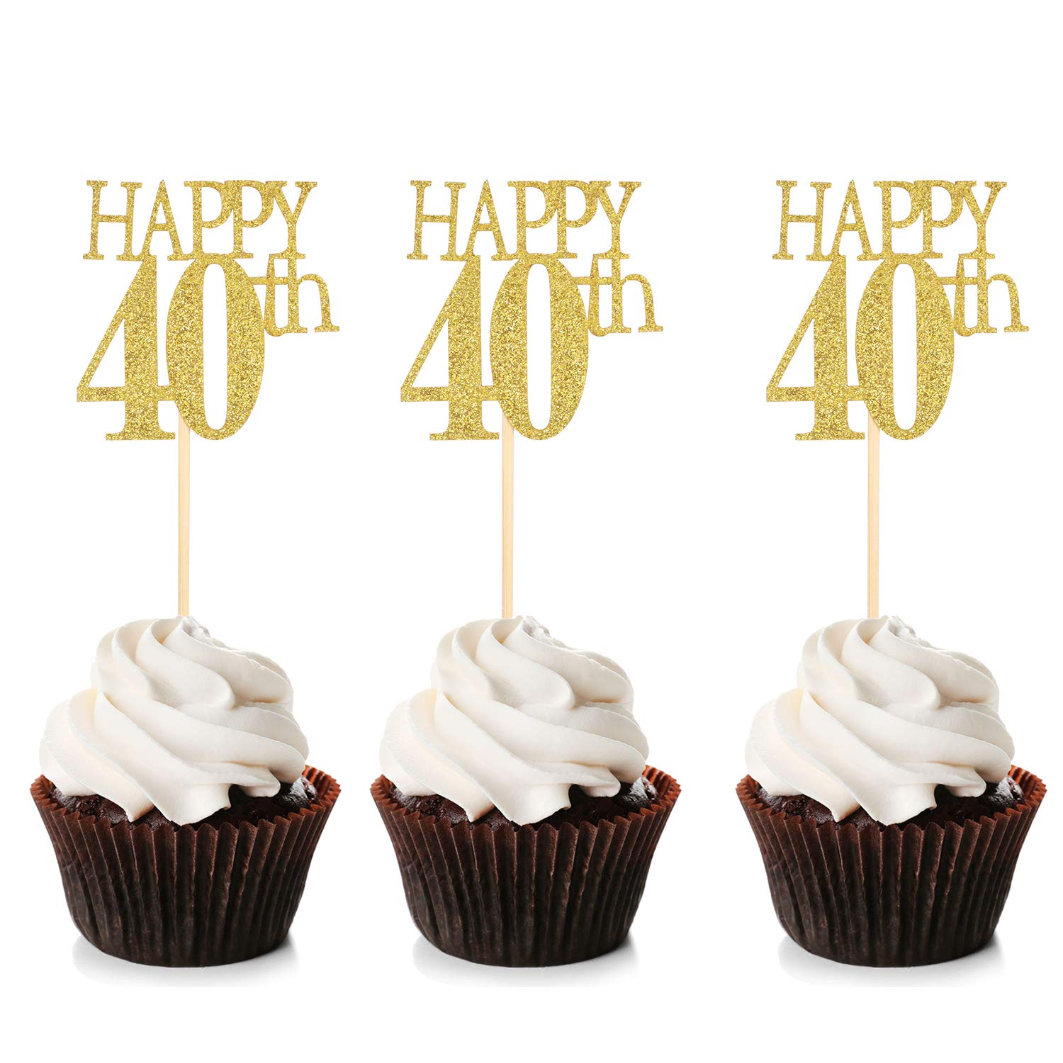 Buy 24Pcs Happy 40th Cupcake Toppers 40th Birthday Cake Toppers 40 ...