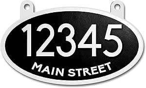 Curb N Sign Hanging Mailbox Numbers Plaques - Made of Aluminum Composite Material - Super Reflective, Double Sided Options Mailbox Numbers for Outside – Customized Oval Mailbox Number Plaque (Black)