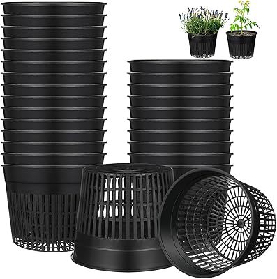 Mifoci 36 Pcs 6 Inch Lightweight Net Pots Black Round Net Cups Slotted Mesh Hydroponic Pots Garden Pots Plastic Pots Plant Containers for Hydroponics Aquaponics Orchids Indoor or Outdoor Growing