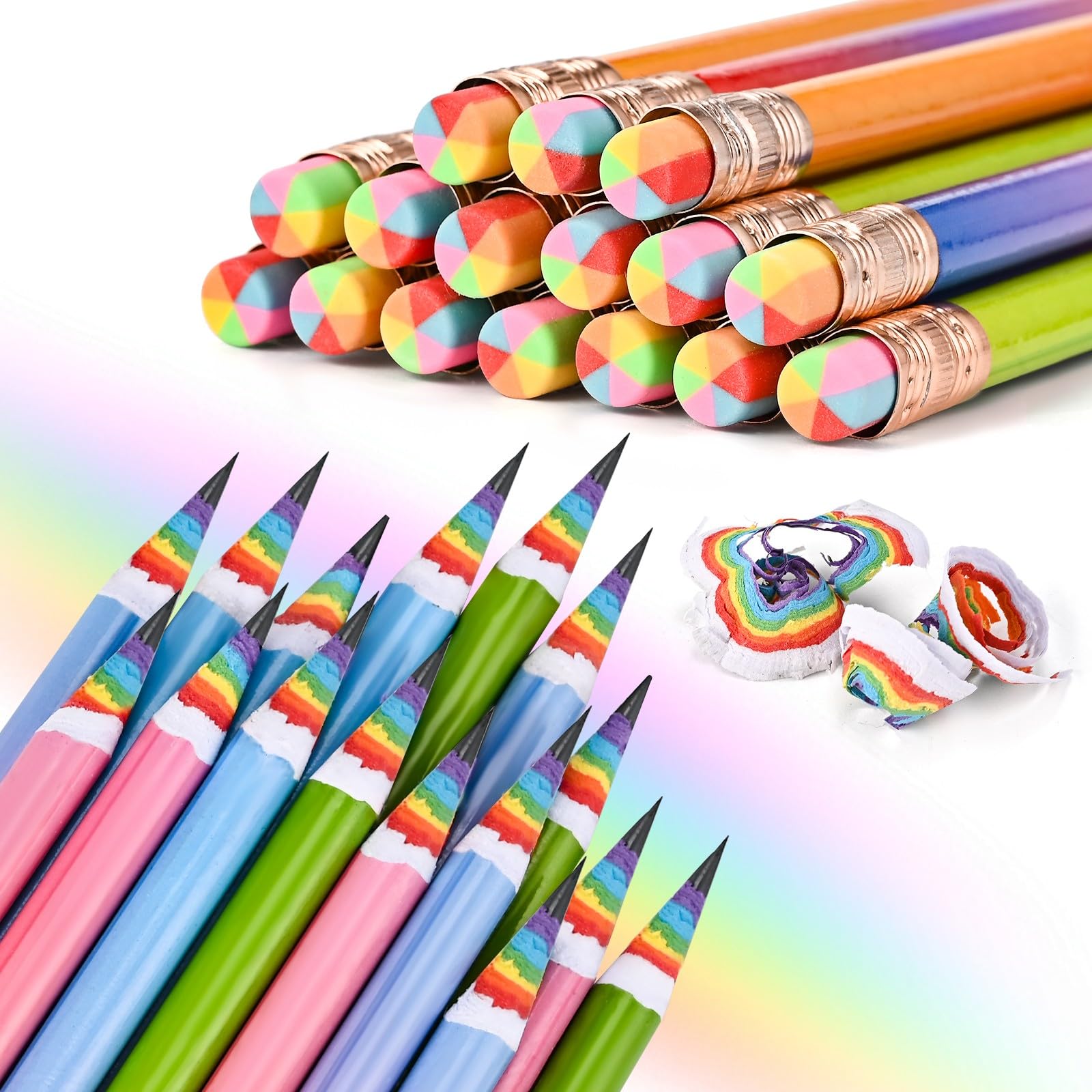 16 Pcs Pencils, HB Pencils #2, Number 2 Pencils, Rainbow Pencils with Erasers, Eco Pencil for Kids Students Gift, Office & School Supplies, Party Favors