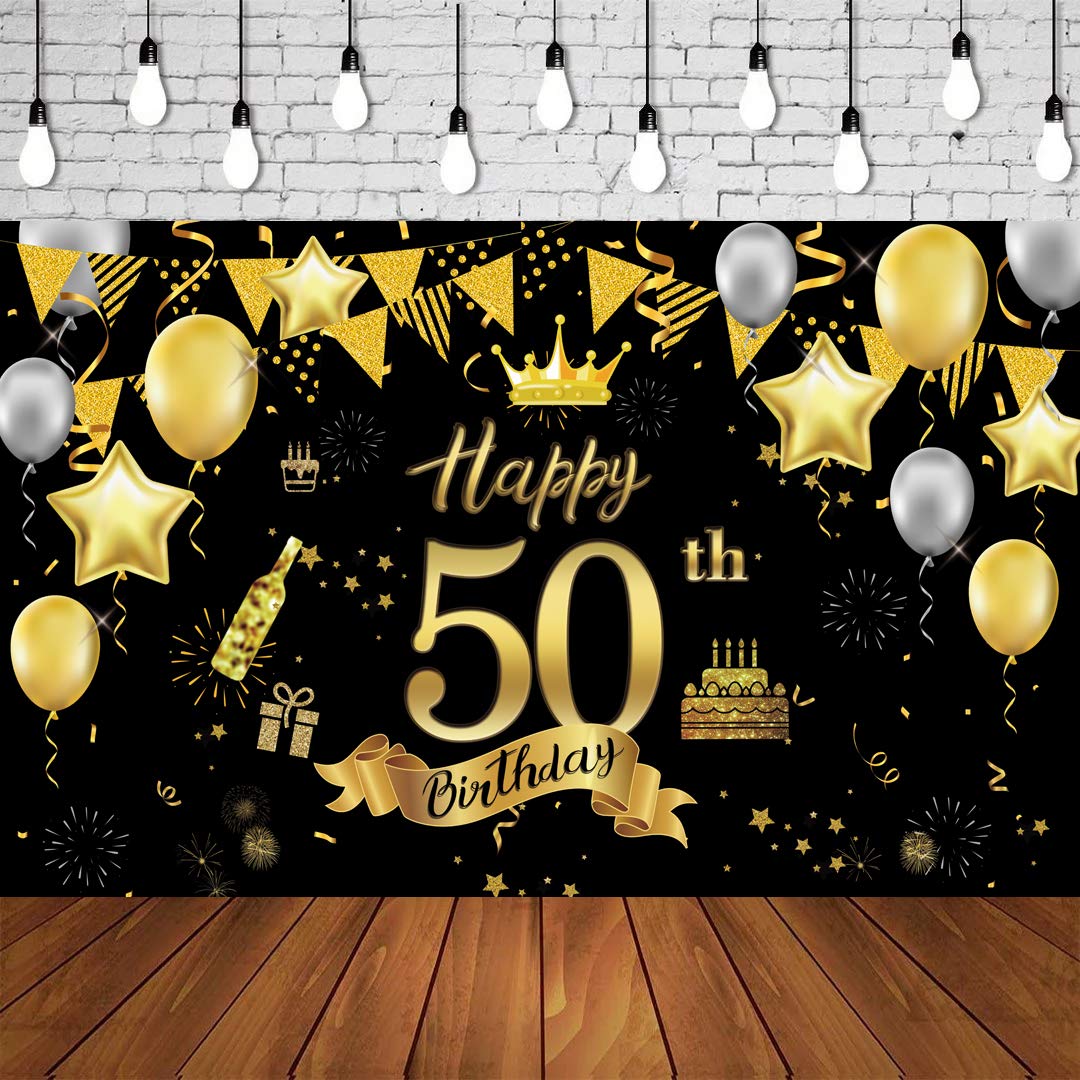 Buy Mocossmy Happy 50th Birthday Background Banner Party Decoration ...