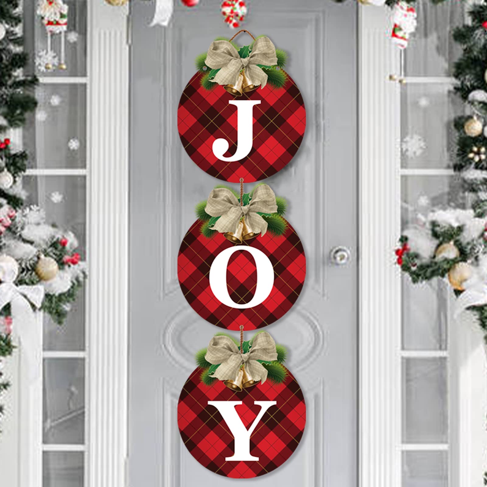 Amazon.com: Buffalo Plaid Christmas Wreaths for Front Door - 3pcs ...