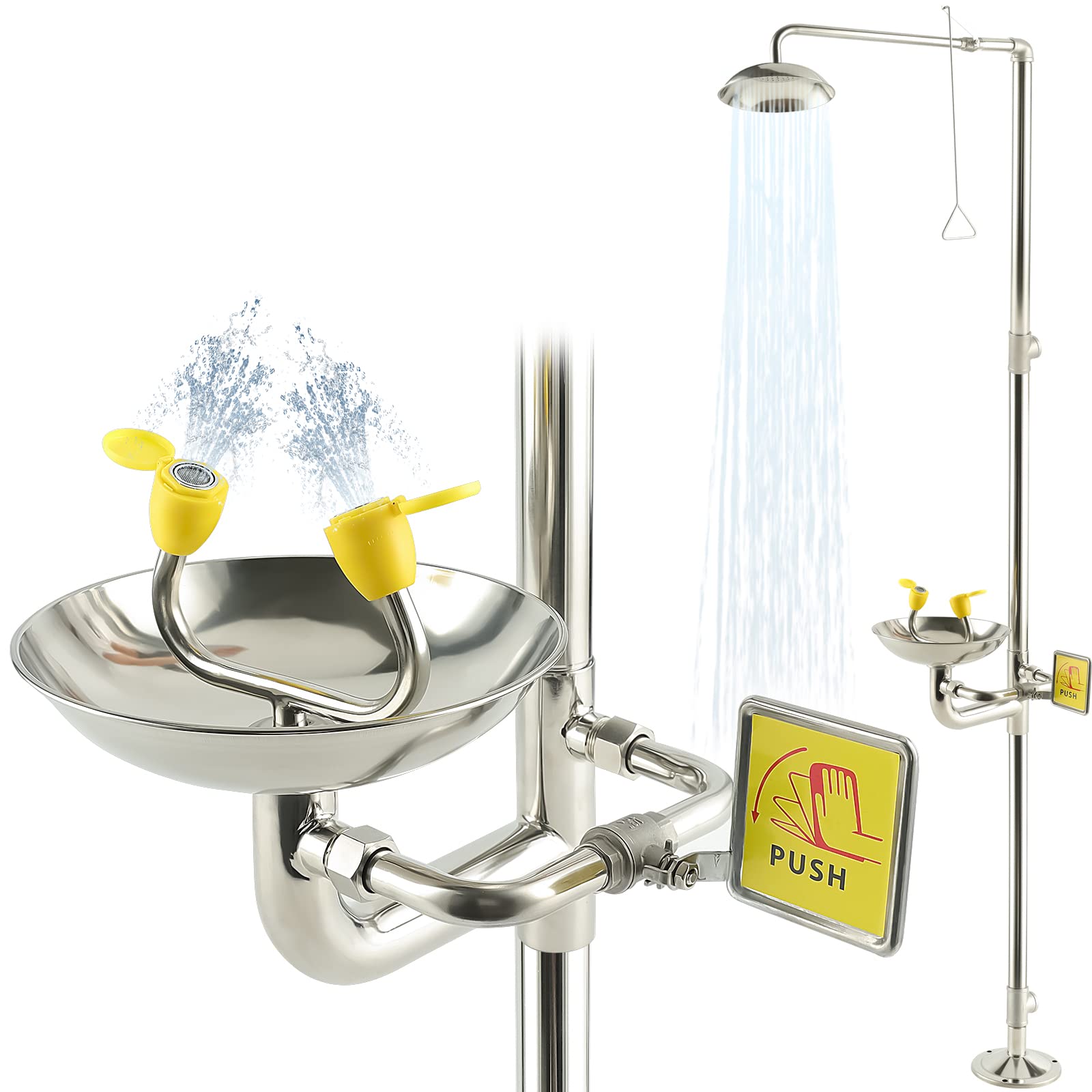 Yeipower Eye Wash Station Emergency-Shower - Combination Safety Shower ...