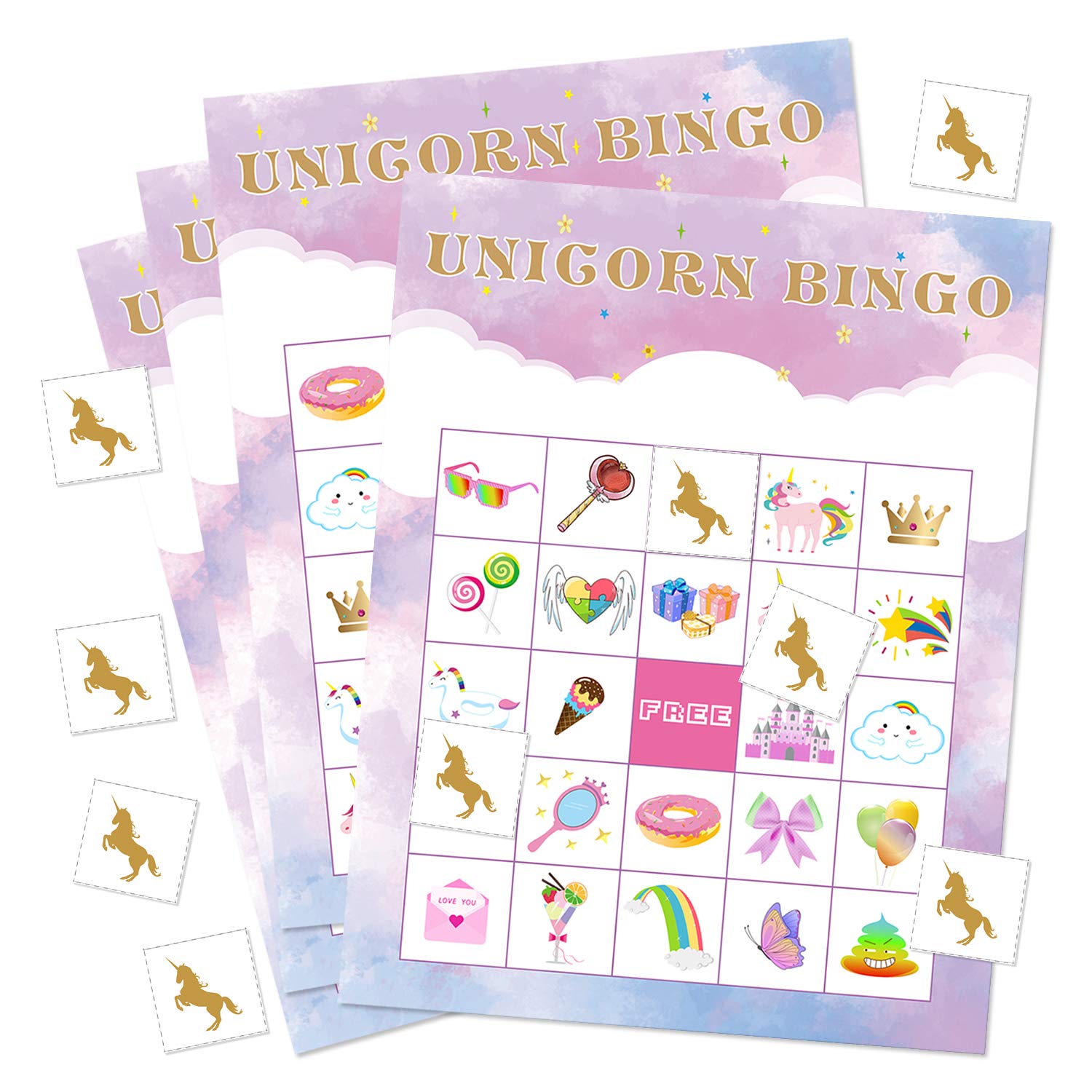 Buy FEPITO Unicorn Bingo Game Unicorn Party Supplies Unicorn Bingo ...