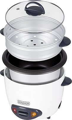 Dominion 6-Cup Cooked (3 Uncooked) Electric Rice Cooker with Removable Nonstick Pot & Food Steamer, One Touch Operation, Warm Mode, With Measuring Cup & Spatula & Recipe Book, Perfect For Rice, Soups, Stews, Grains, Oatmeal - White