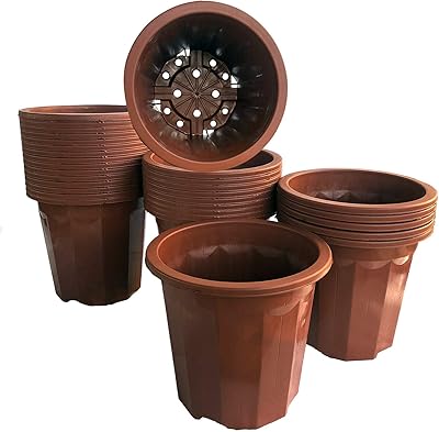 HENGDELI Brick Red Plastic Pot Vegetable Flower Fruit Nursery Plant Nursery Planter Flower Indoor Outdoor (15, 4Gallon)