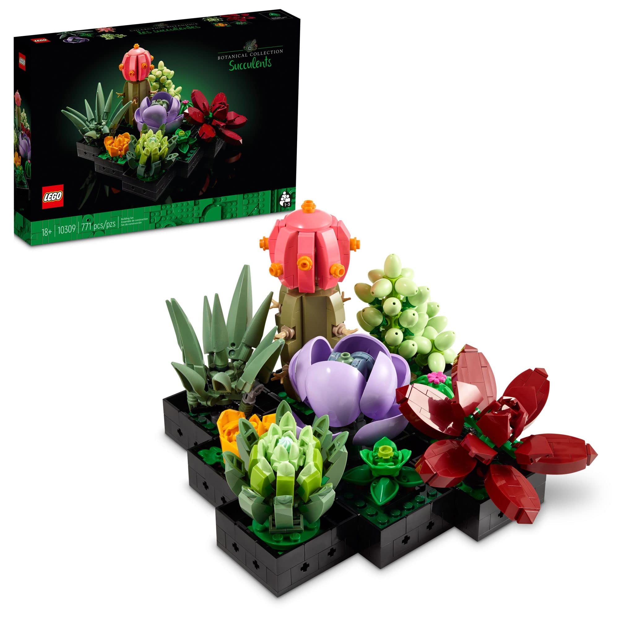 LEGOIcons Succulents Artificial Plant Set for Adults, Home Decor, Birthday, Creative Housewarming Gifts, Botanical Collection, Flower Bouquet Kit, 10309