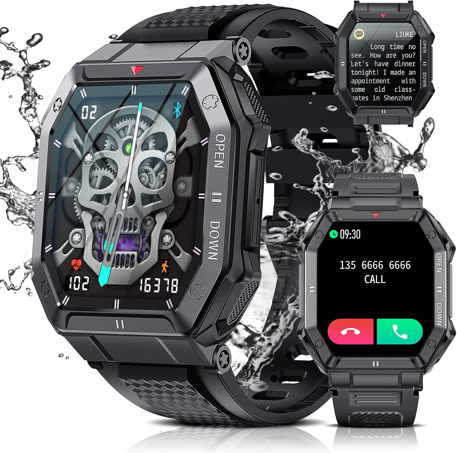 LIGE Military Smart Watches for Men,5ATM Waterproof Outdoors Tactics ...