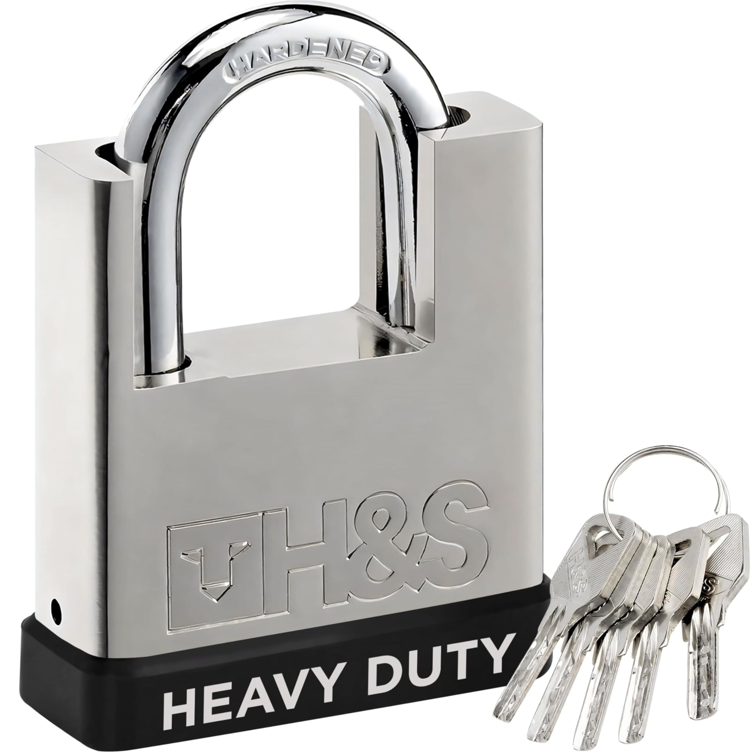 H&S High Security Padlock with Key - 60mm Pad Lock & 5 Keys - Heavy Duty Storage Unit Locker for Indoor & Outdoor