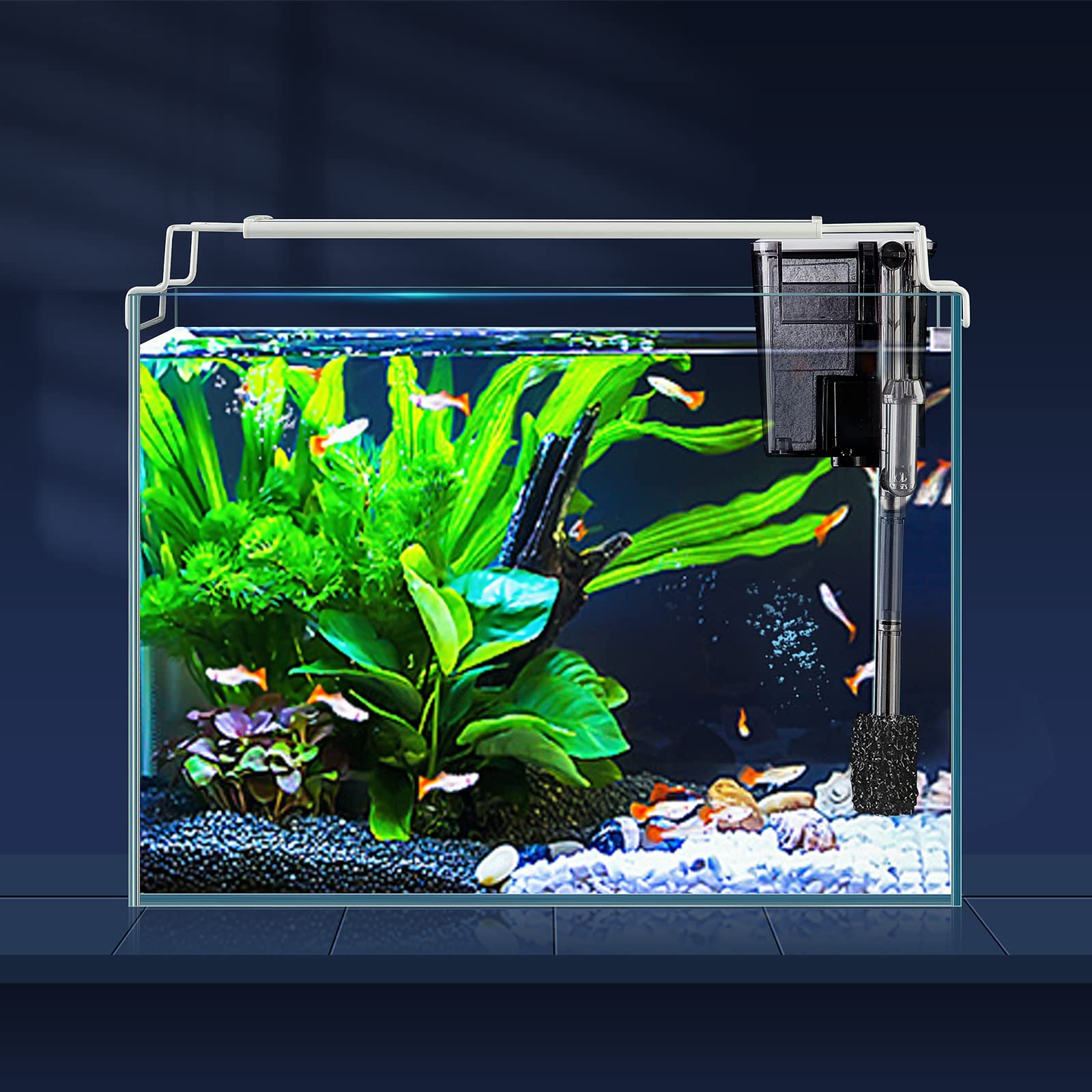 Photo 1 of LAQUAL Aquarium Starter Kit (3 Gal), Rimless Glass Low Iron Fish Tank, Ultra Clear Fish Tank with Filter and Light, Small Beta Fish Tank & Filter with Surface Skimmer & 3-Mode LED Light