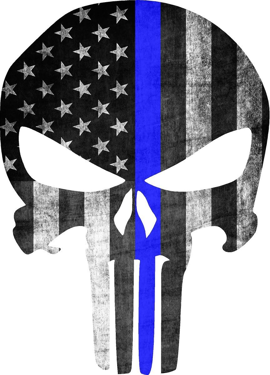 Amazon.com: avgrafx Punisher Thin Blue Line Grudge Skull Decal 2 Pack 5 ...