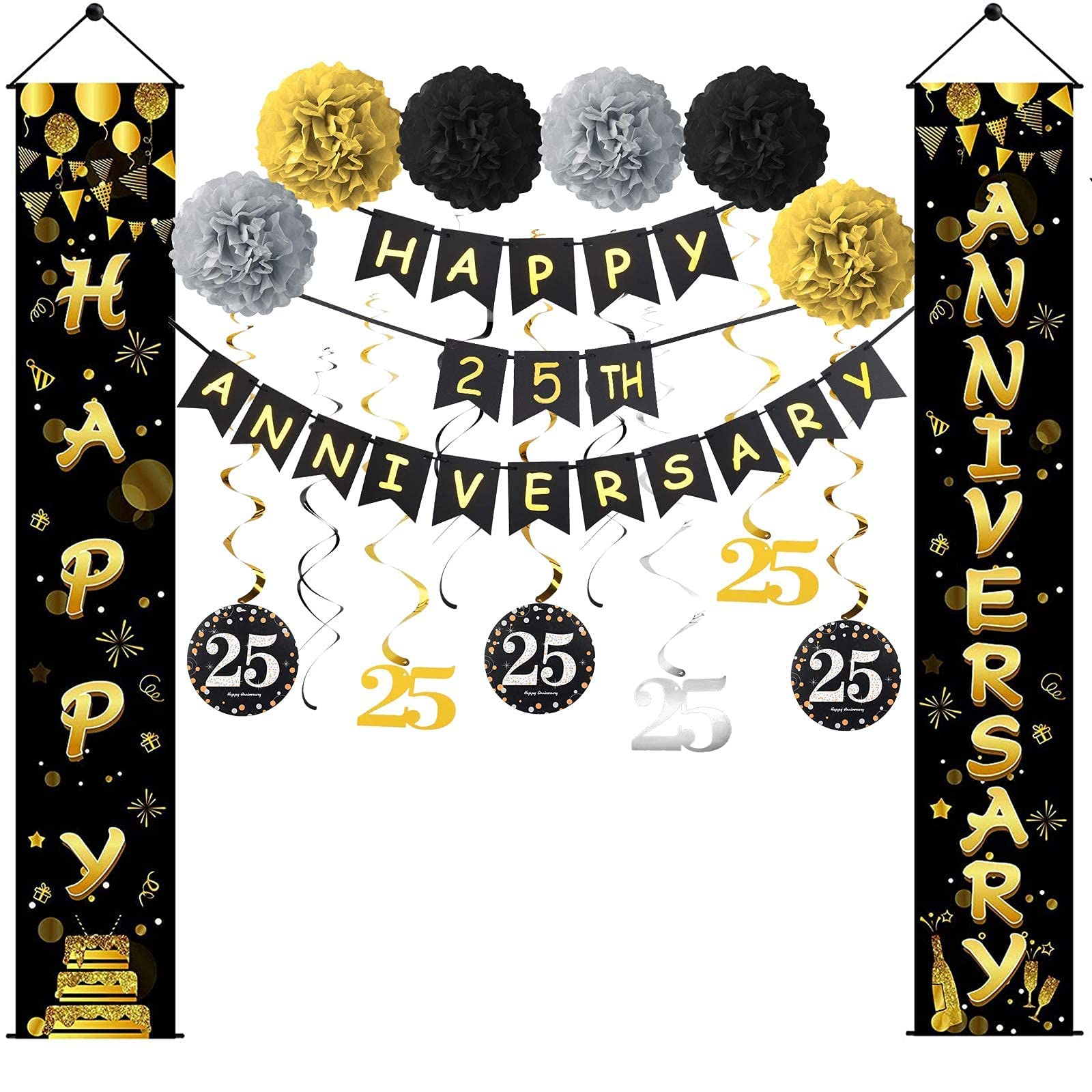 Amazon.com: Yoaokiy 25 Year Anniversary Decorations Kit, 25th ...