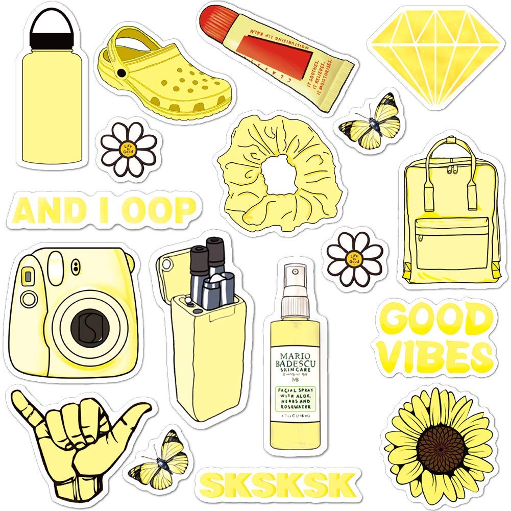 Amazon.com: ANERZA VSCO Stickers for Hydro Flask, Light Yellow Vinyl ...