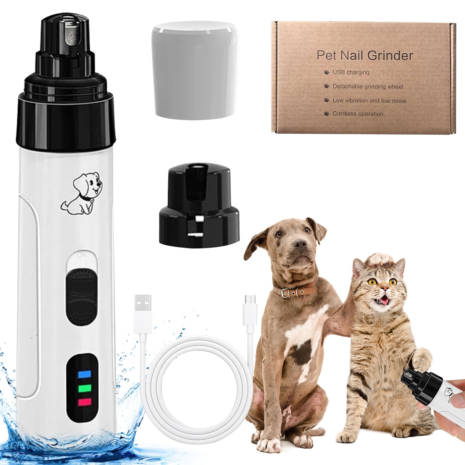 Silent Grind Pro for Dogs,Silent Grind Pro Dog Nail Trimmer, New Electric Dog Nail Clippers for Dog Nail Grinders Pet Poochie Nail Grinder,Rechargeable, Super Quiet Pet Paws Grooming Too