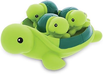 Dollibu Green Sea Turtle Family Animal Bath Squirters 4 Piece Bath Toy Set, Kids Bath Toys for Bathtime & Water Fun, Girls & Boys Floating Cute Animal Rubber Squirt Toys, Pool Toys for Kids