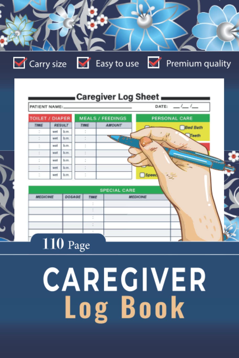 Caregiver LogBook: Daily Log Book for Assisted Living Patients, Carry ...