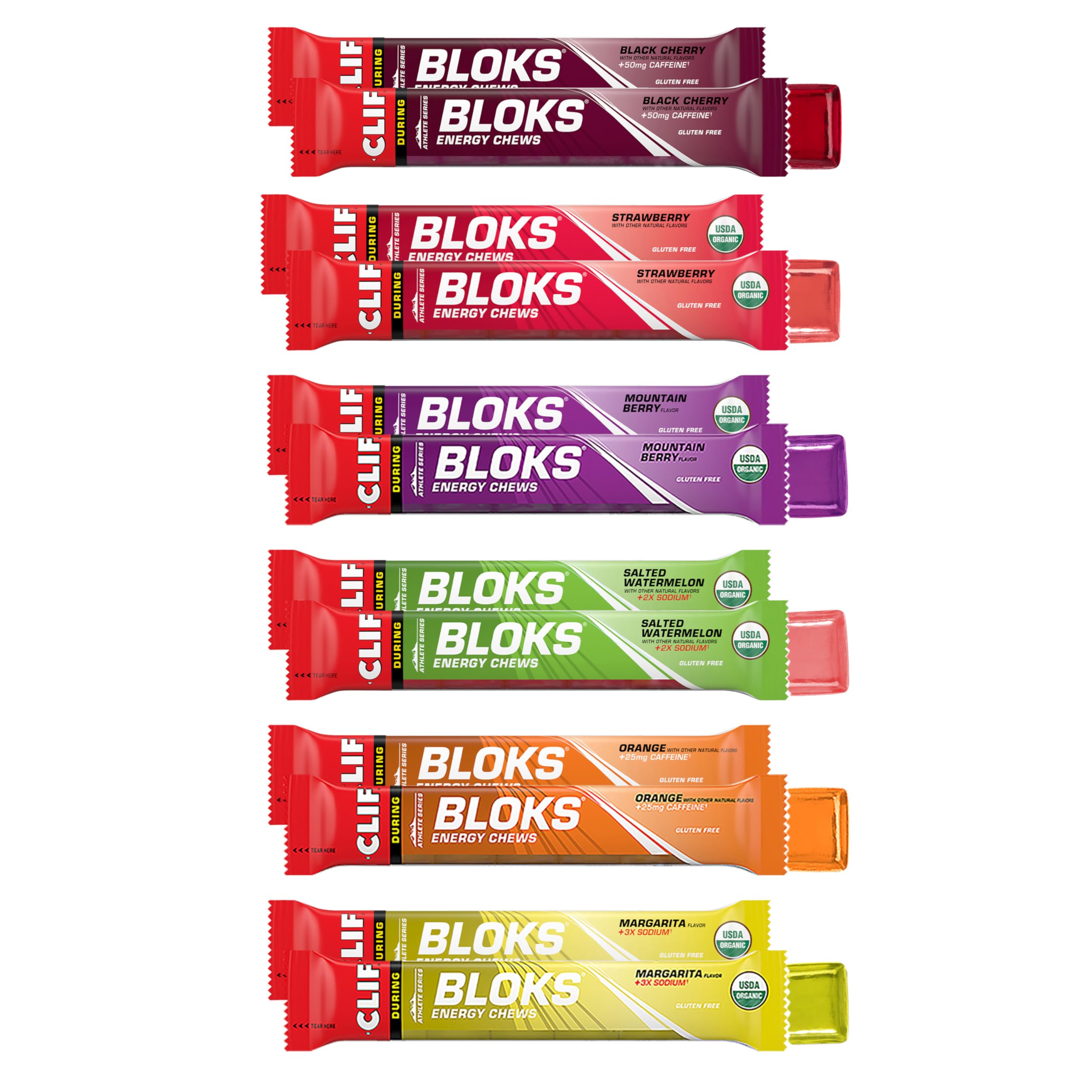 CLIF BLOKS - Energy Chews - Variety Pack - Non-GMO - Plant Based - Fast Fuel for Cycling and Running - Quick Carbohydrates and Electrolytes - 2.12 oz. Packets (12 Count)