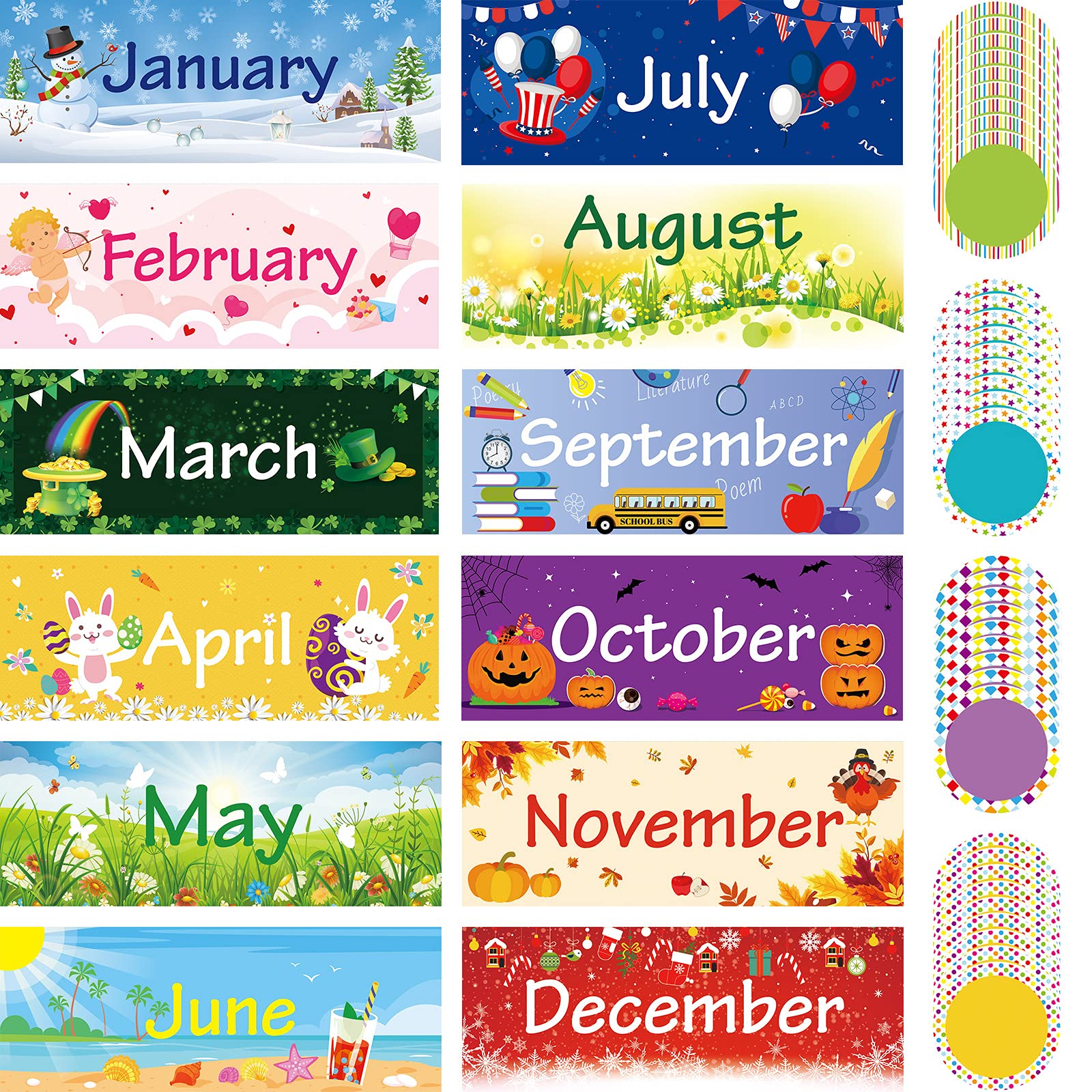 Buy 48 Pieces Holiday Monthly Headliners Set, 12 Monthly Headers ...