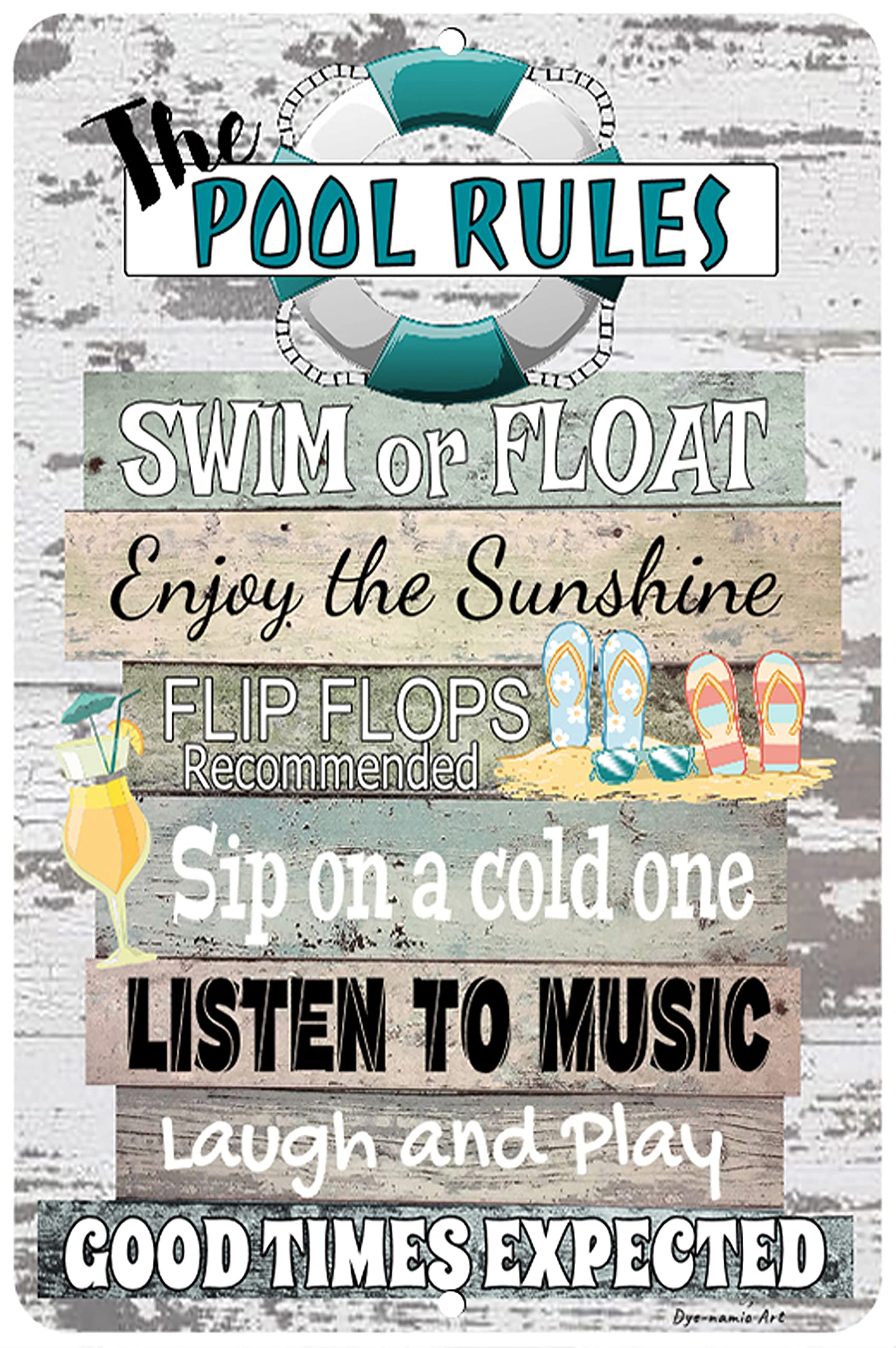 Buy Dyenamic Art Pool Metal Sign - Pool Rules Sign - Patio and Pool ...