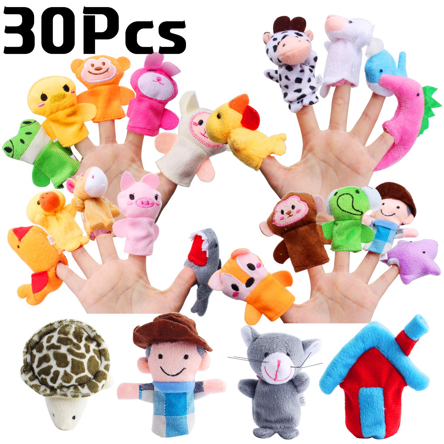 Buy Hicdaw 30 Pcs Animals Finger Puppets Toy Baby Story Puppet Toys ...