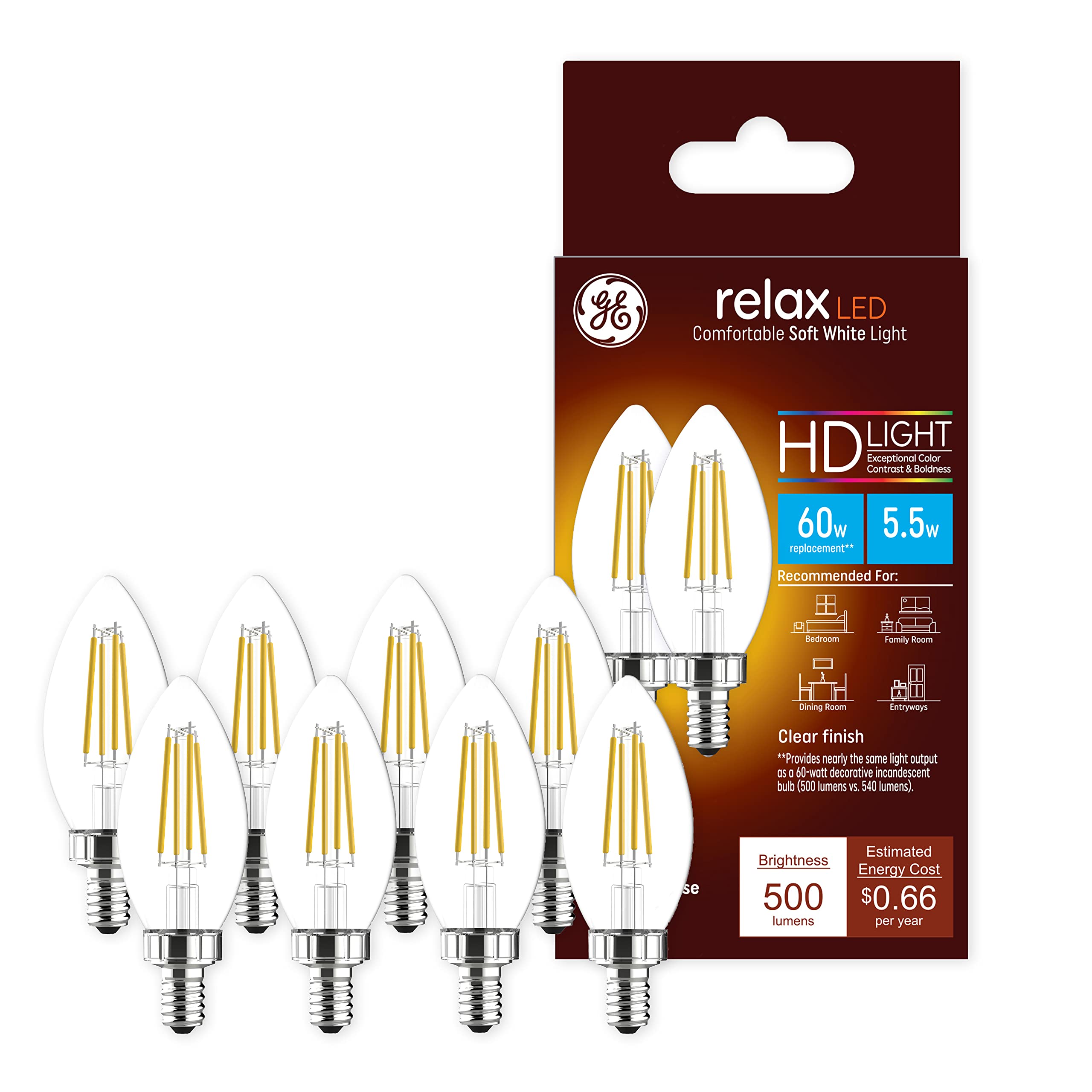 Amazon.com: GE Relax LED Light Bulbs, 60 Watt Eqv, Soft White ...