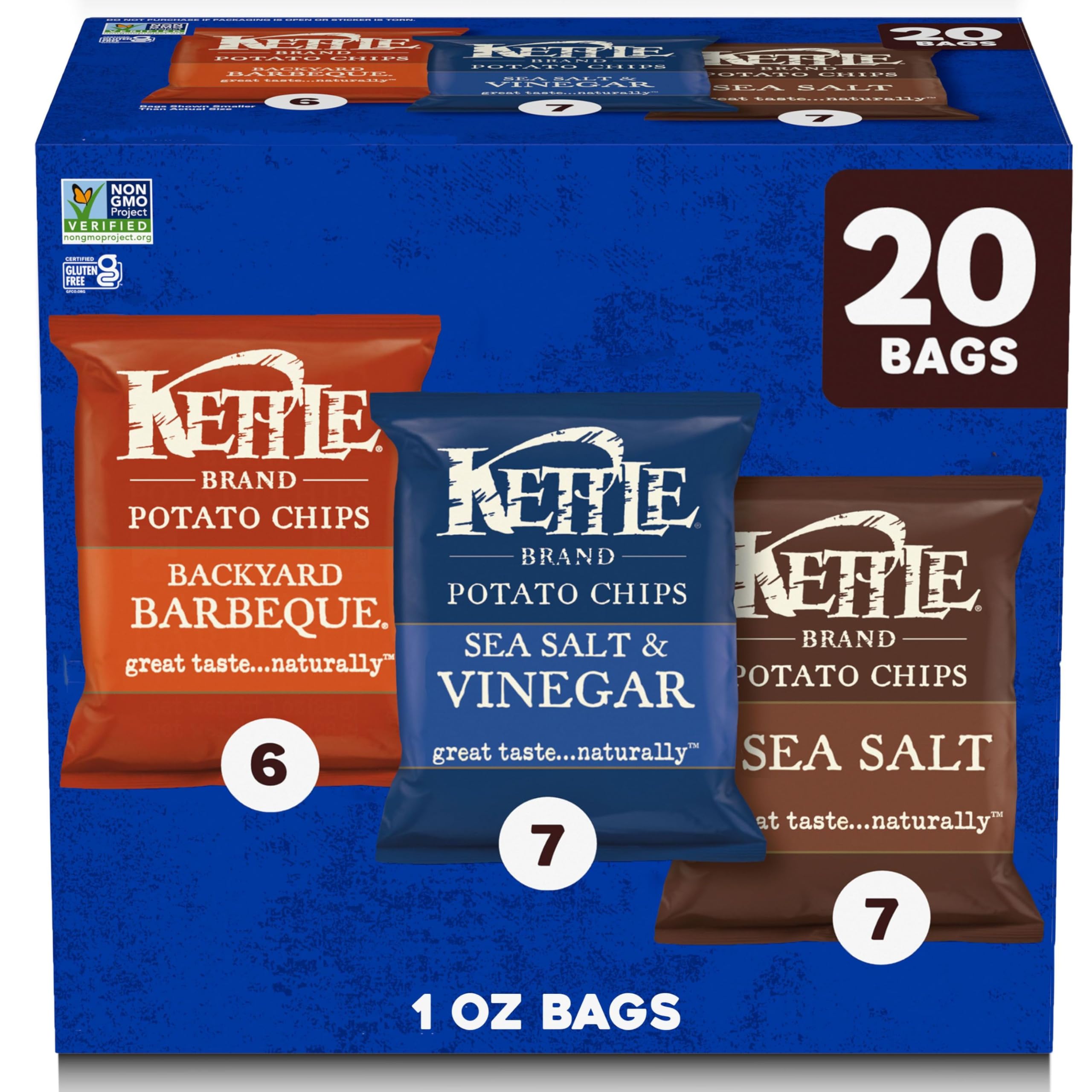 Kettle Brand Potato Chips Variety Pack, 1 Oz, 20 Ct