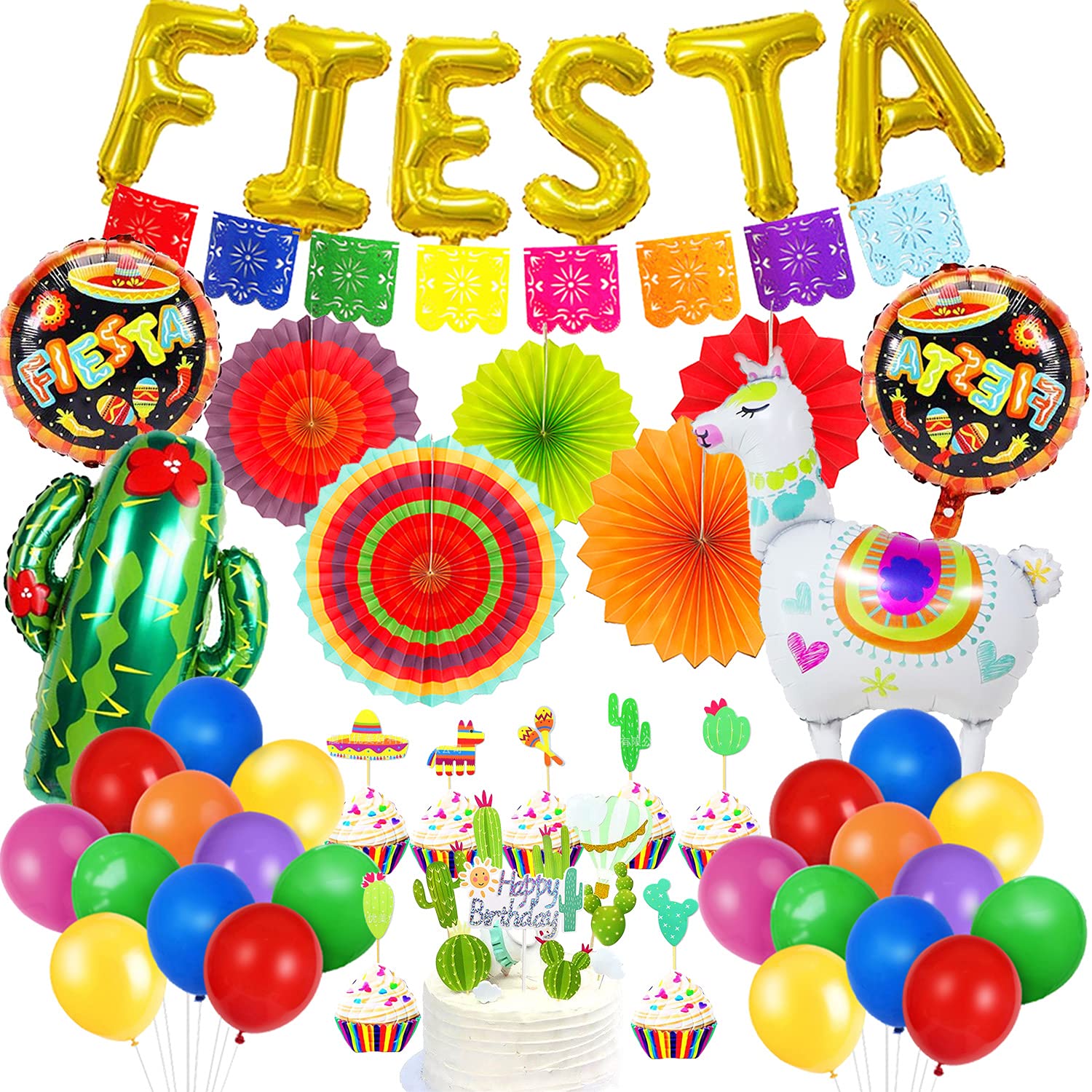 Buy CHMMY Mexican Party Decorations Fiesta Party Decorations Rainbow ...