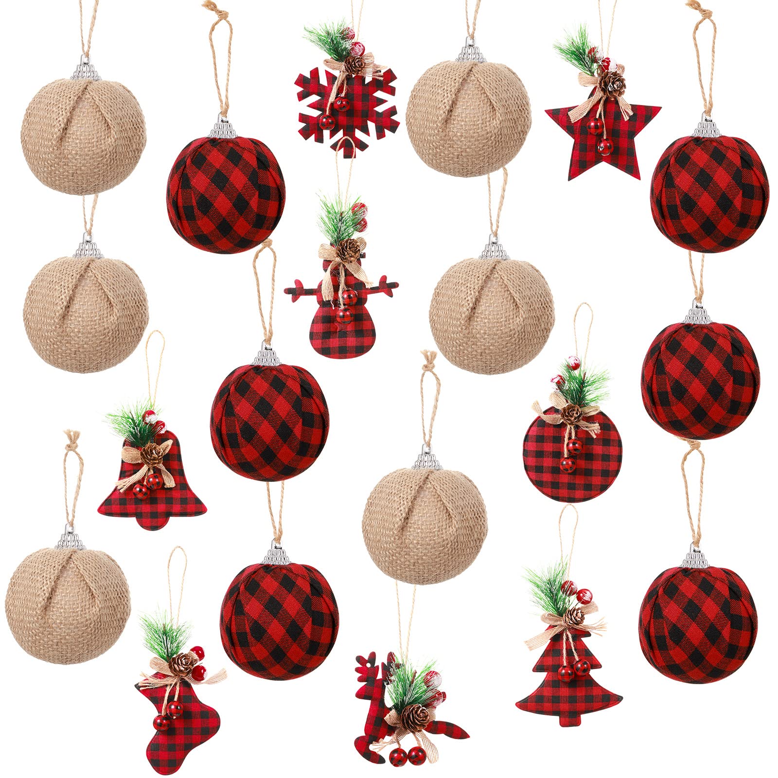 Amazon.com: 20 Pcs Rustic Christmas Tree Ornaments Set 2.5 Inch ...