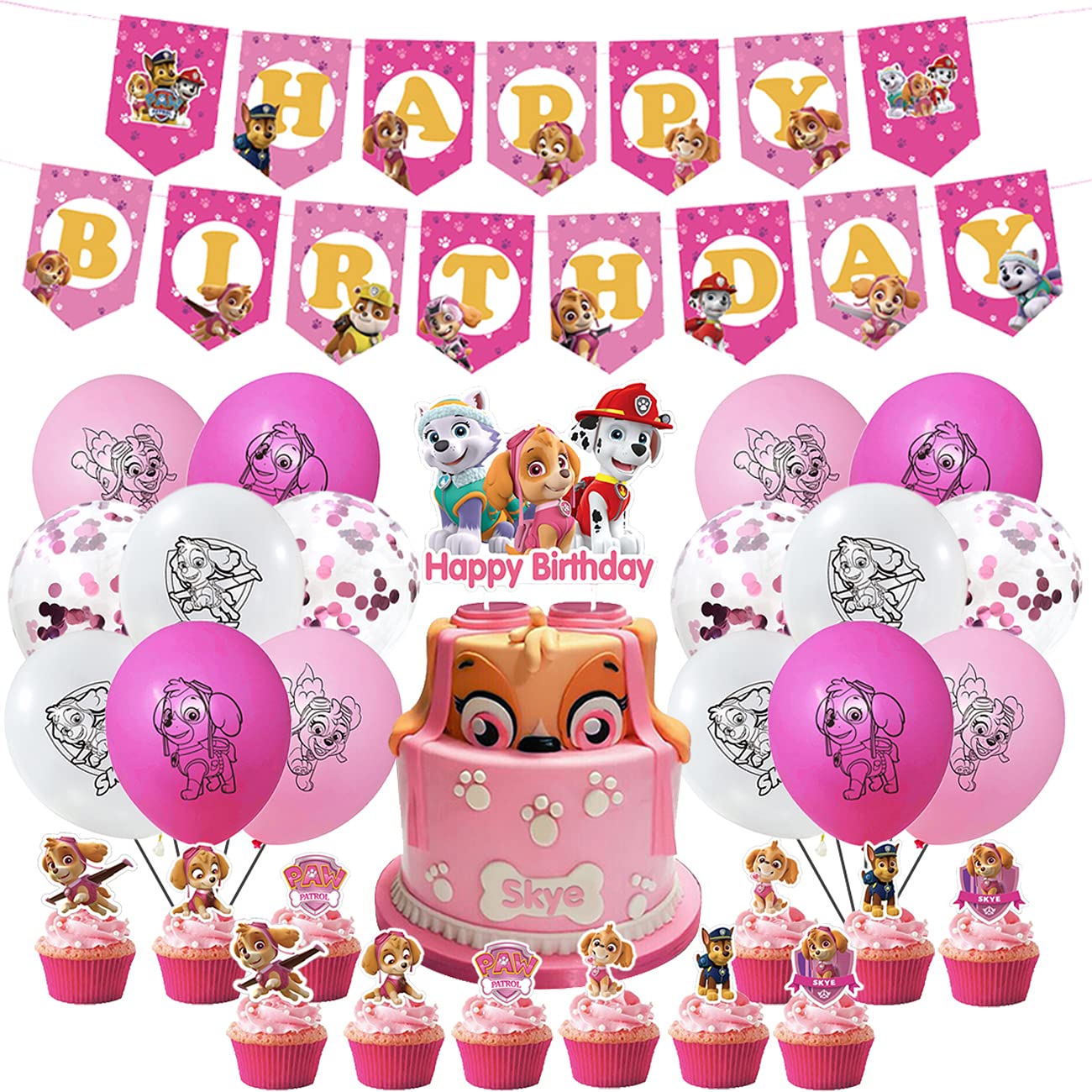 Buy Paw Dog Patrol Party Supplies ,Birthday Party Decorations Including ...