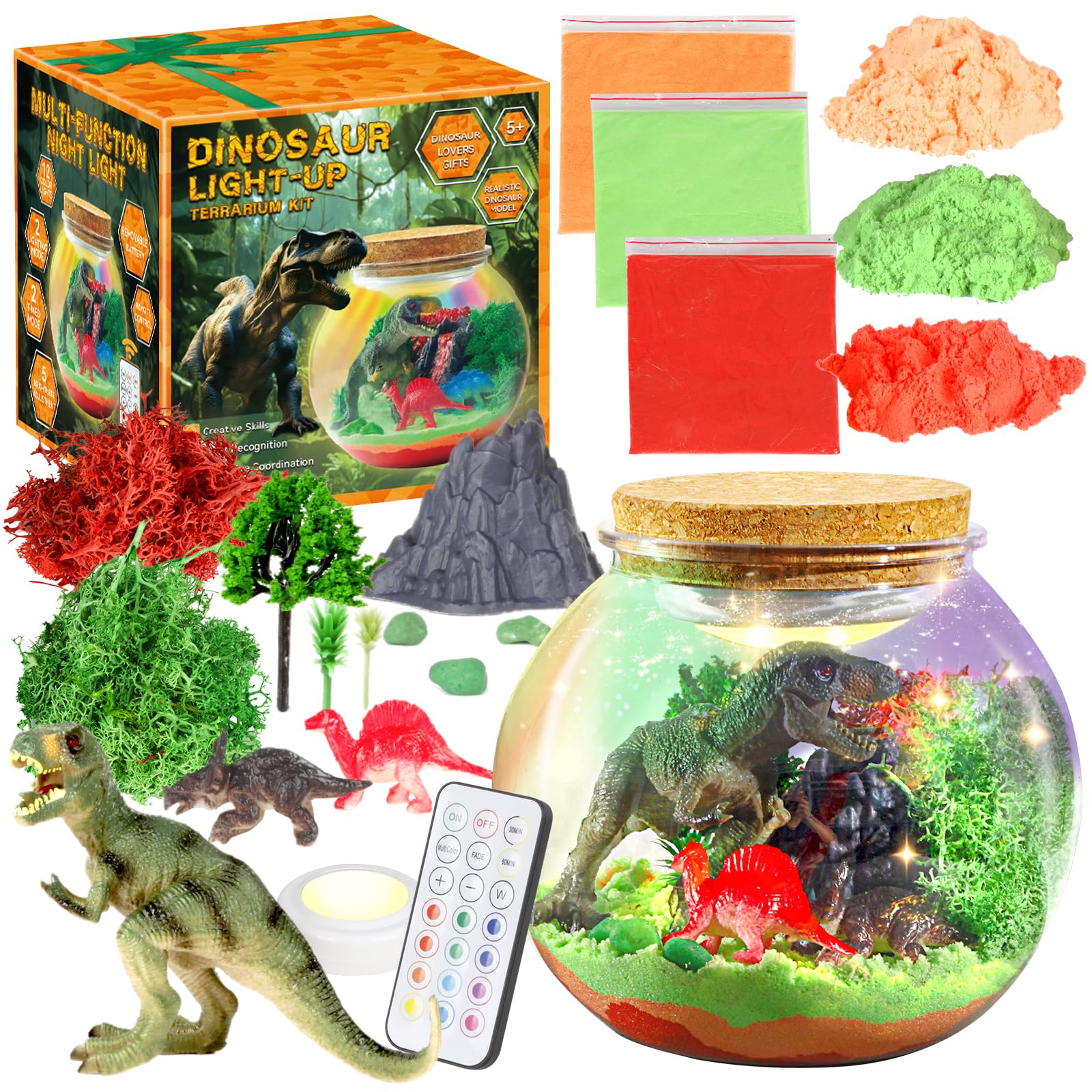 Dinosaur Terrarium Kit for Kids -Dino Kid Painting Crafts Kits - Birthday Gift for Boys Age 5-7 8-12 Years Old -Arts and Crafts for Boys and Kids - Dinosaur Toys