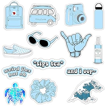 Amazon.com: Vsco Girls Stickers for Water Bottles Big 14-Pack, Blue ...