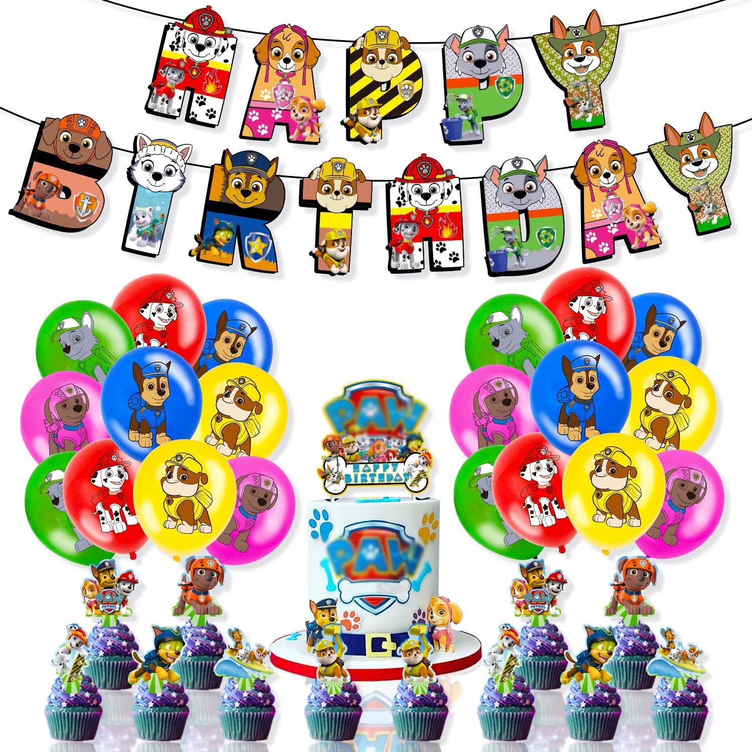 Buy 34 PCS Birthday Party Decorations for Paw Patrol, Decorations ...