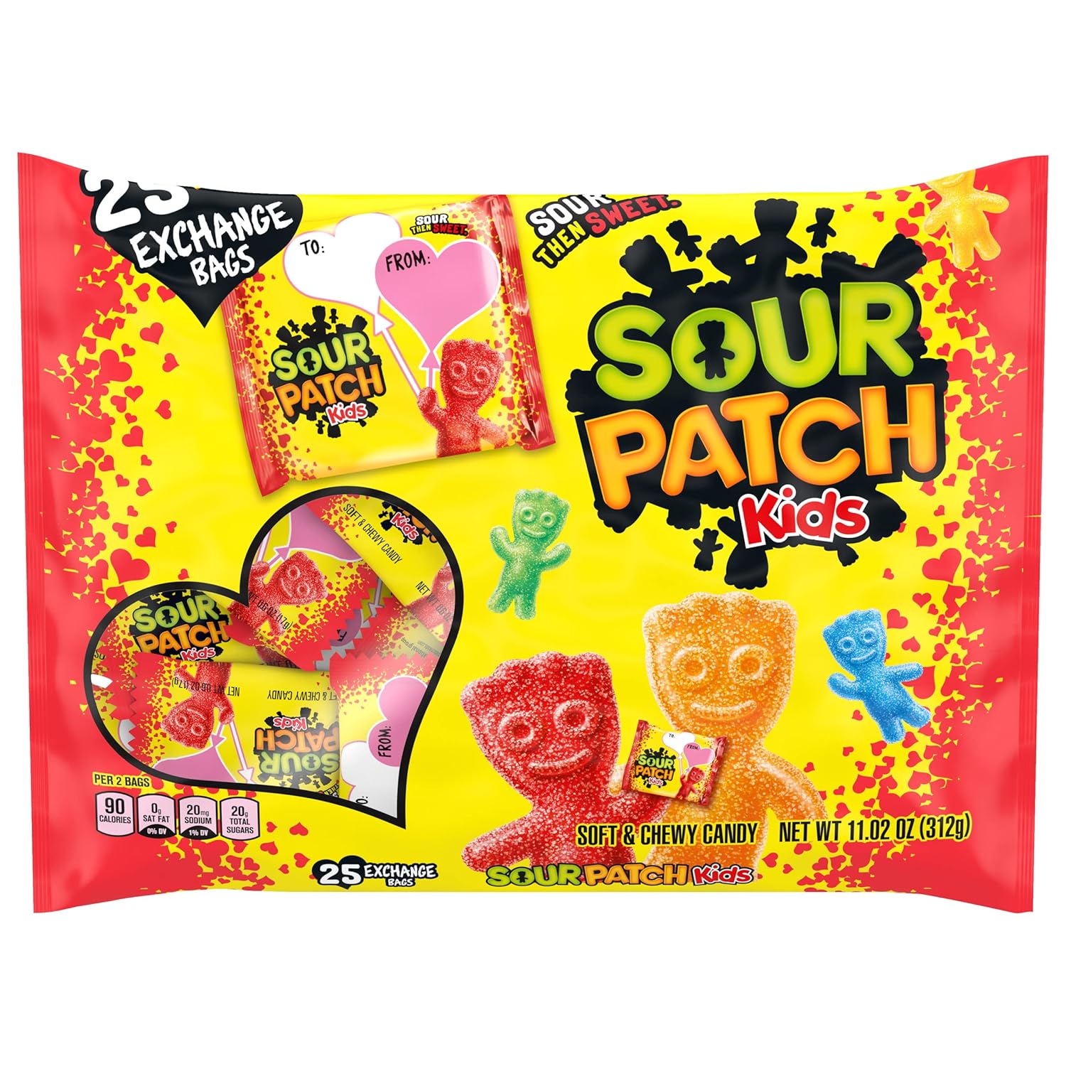 Amazon.com : SOUR PATCH KIDS Soft & Chewy Valentines Day Candy, 25 ...