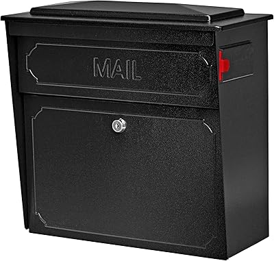 Mail Boss 7172 Townhouse Locking Security Wall Mount Mailbox, Black, Pack of 1