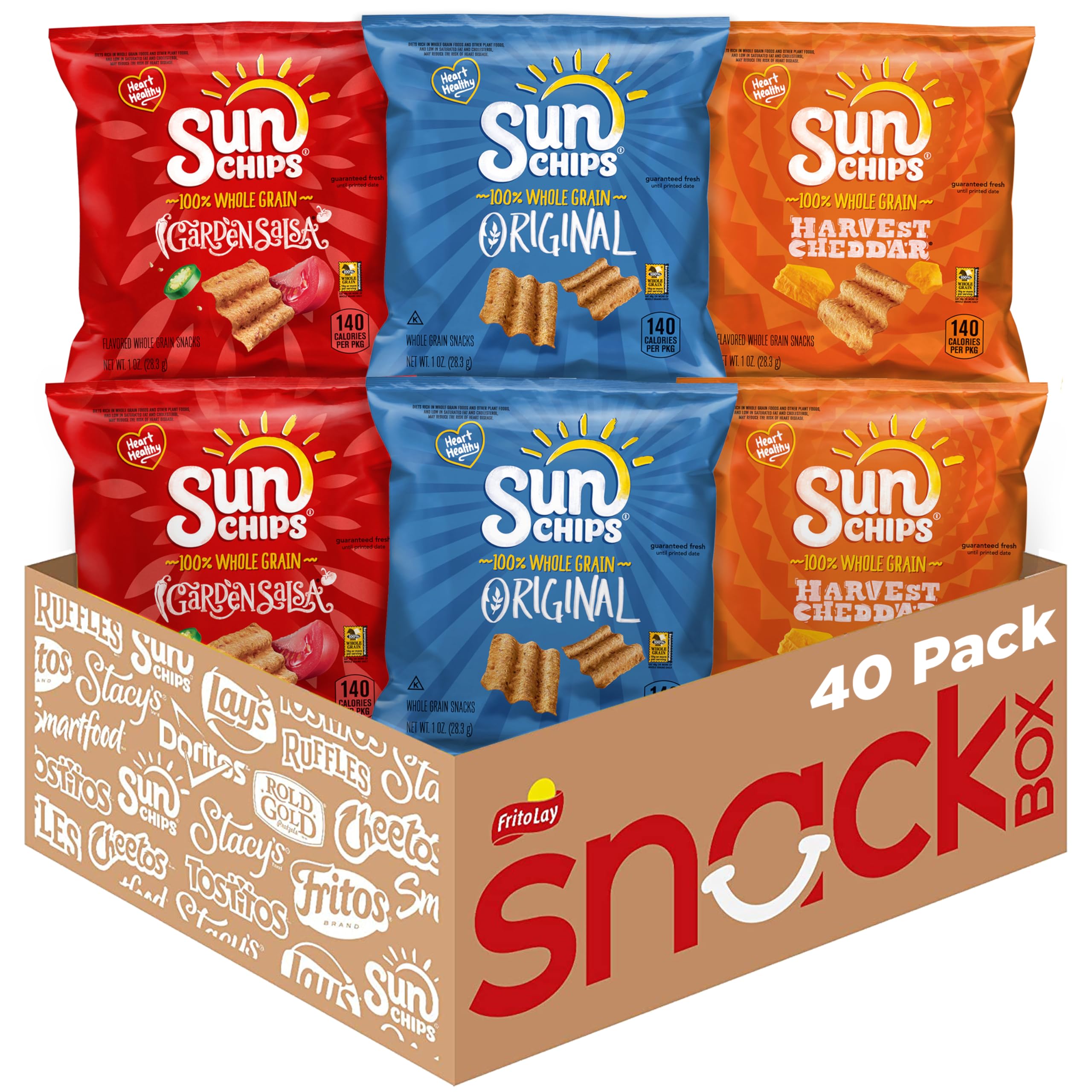 SunChips Multigrain Snacks, Variety Pack, 1 Ounce (Pack of 40)