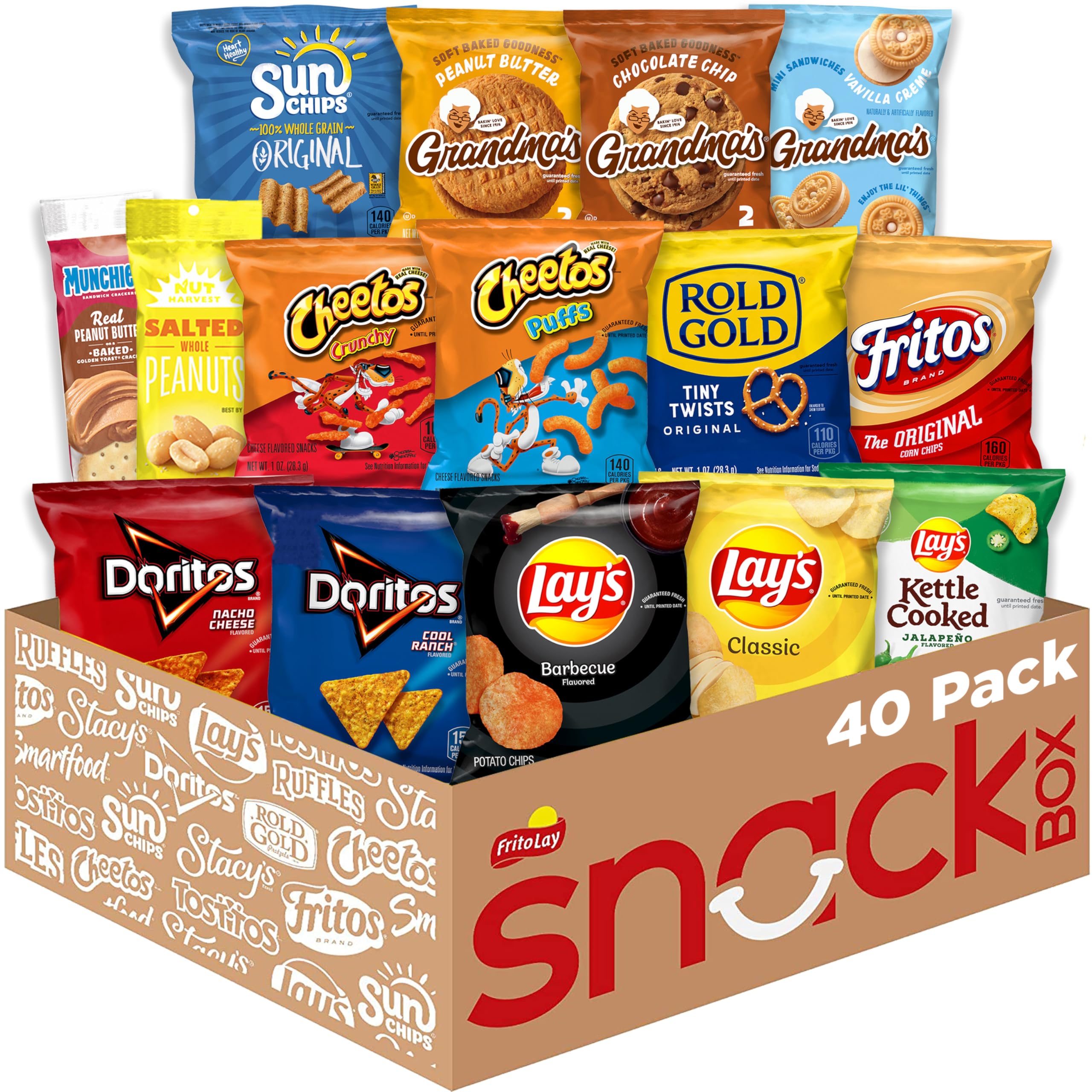 Frito Lay Ultimate Classic Snacks Package, Variety Assortment of Chips, Cookies, Crackers, & Nuts, (Pack of 40) (Packaging May Vary)