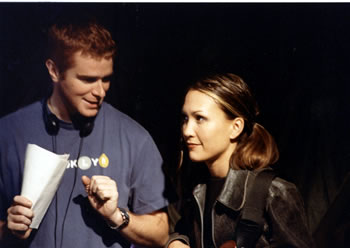 Chuck Griffith with Lara Boyd Rhodes on the set of "Thank You, Good Night".