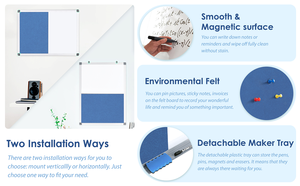 Swansea Notice Boards, Combination Felt and Magnetic Board Wall Mounted ...