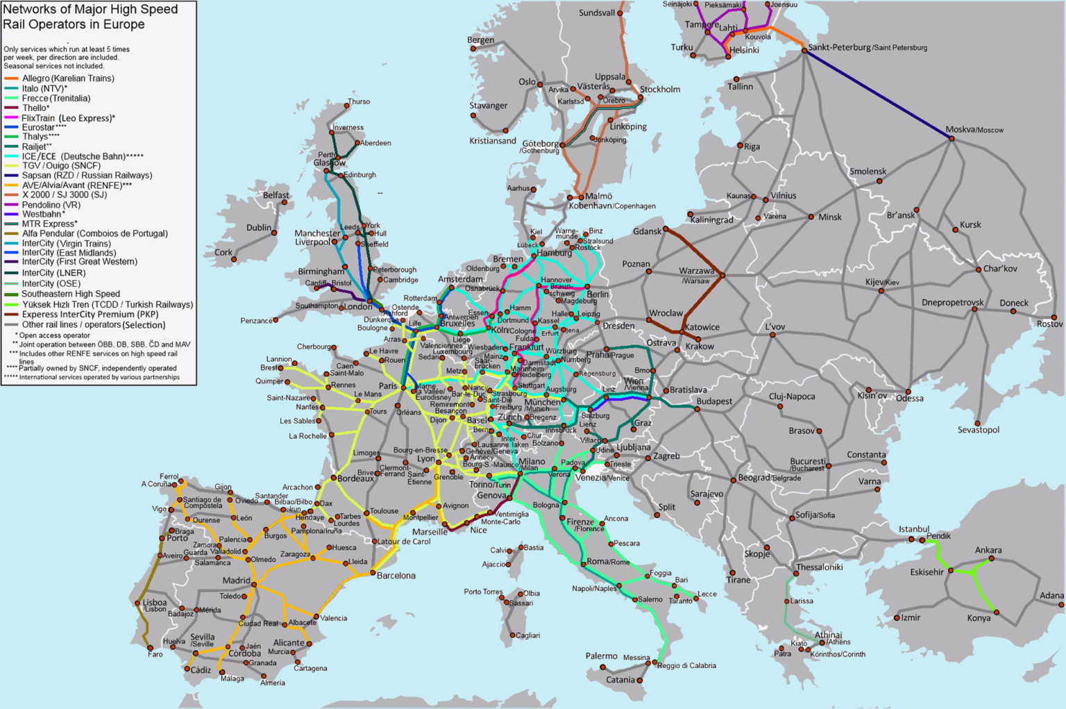 Europe Rail Network Map