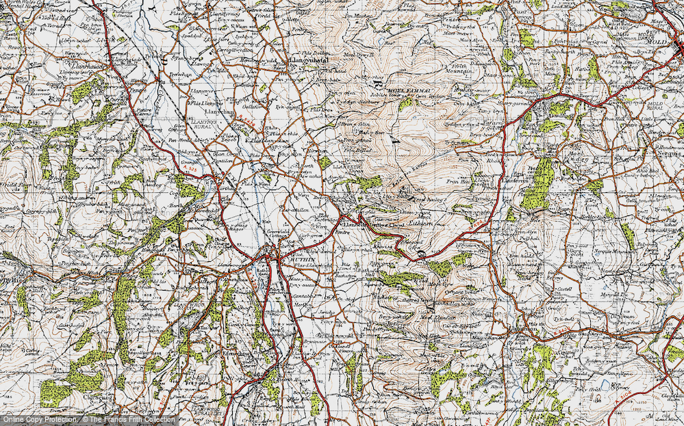 Old Map of Historic Map covering Llanbedr Hall in 1947