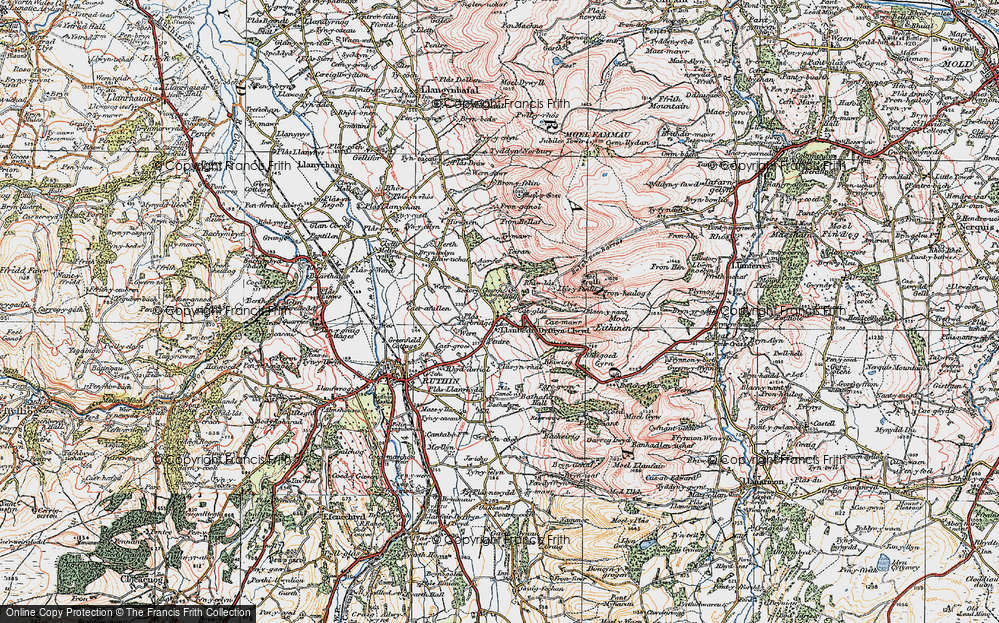 Old Map of Historic Map covering Llanbedr Hall in 1924