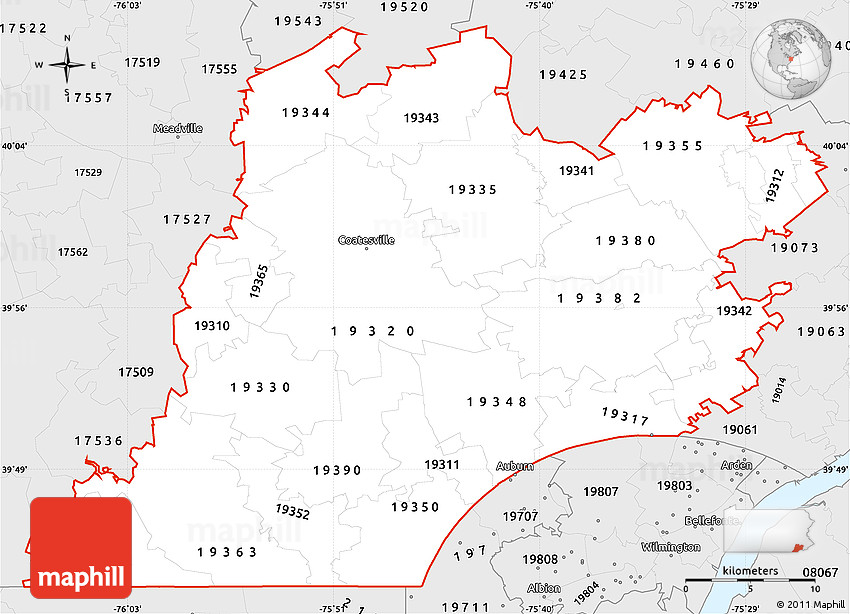 Silver Style Simple Map of ZIP Codes Starting with 193