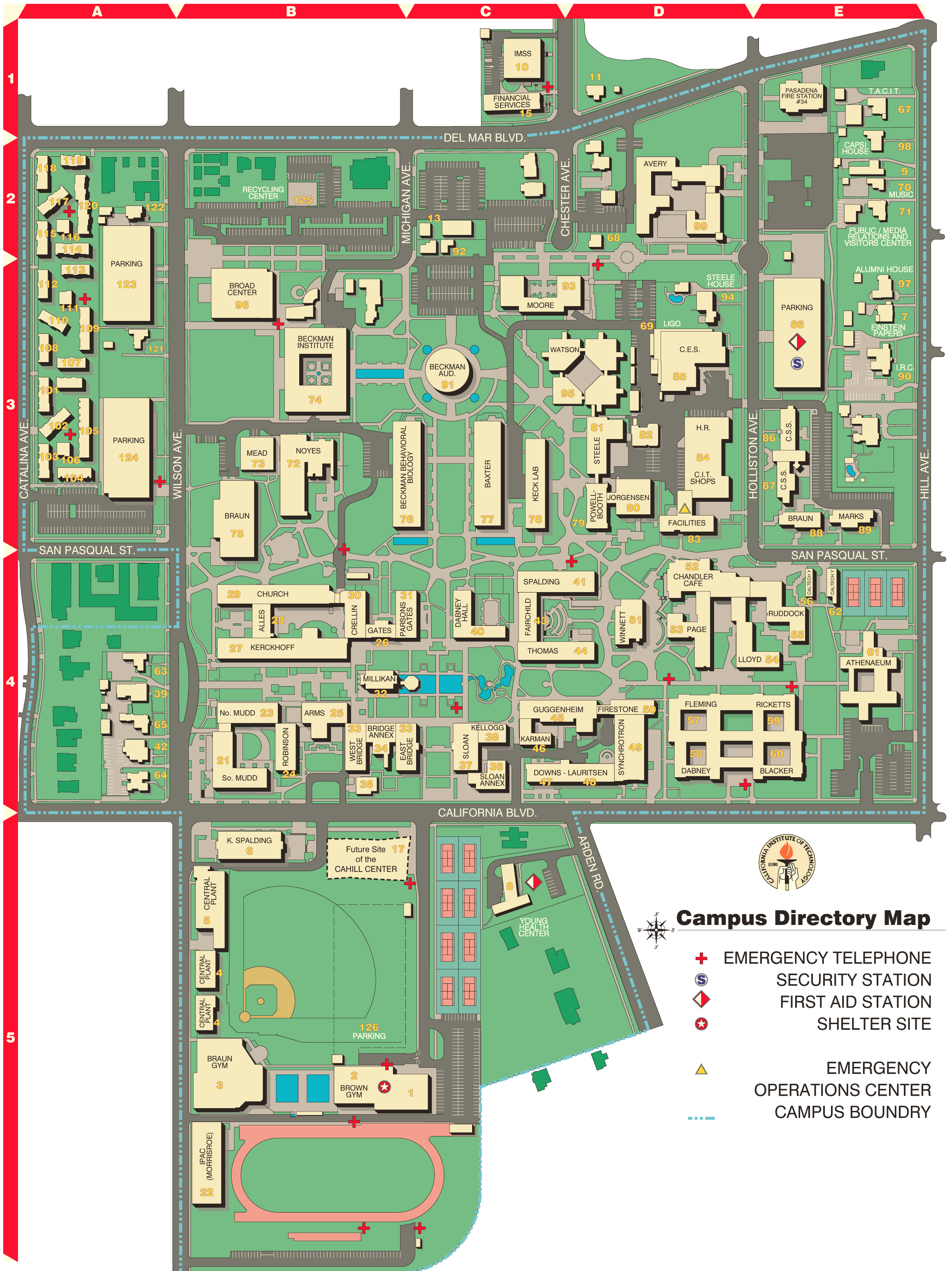 California Institute of Technology Campus Map 1 • Mapsof.net