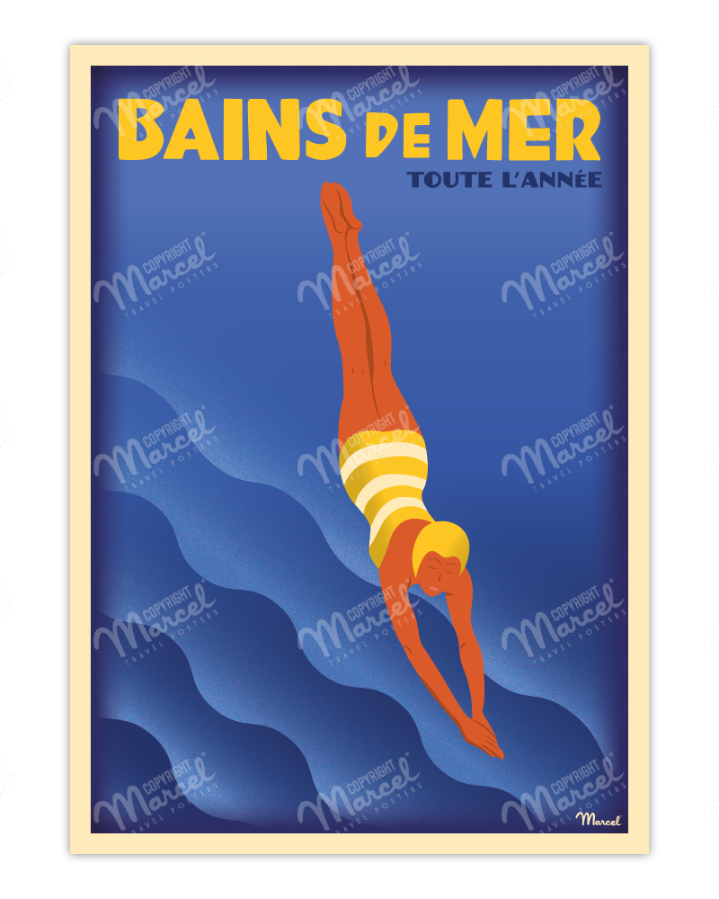 Affiche BAINS DE MER INDIGO POP