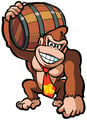 Donkey Kong holding a barrel