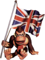 Donkey Kong holding the UK flag