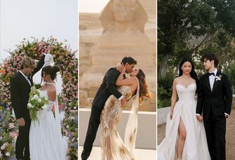 Collage of celebrity weddings from 2024