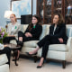 Kamala Harris sits in a room with six Sandy Hook survivors