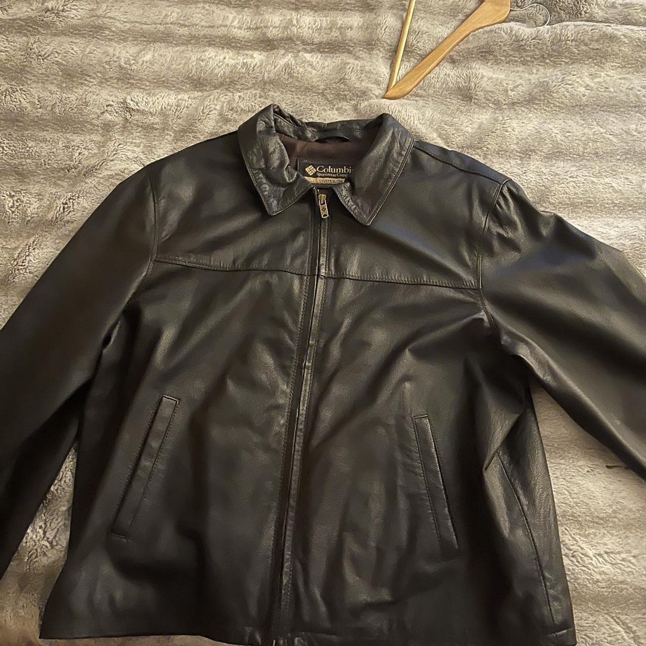 Black vintage 90s leather Colombia... - Depop