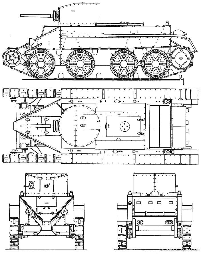 Tank BT-2 37mm - drawings, dimensions, figures | Download drawings ...